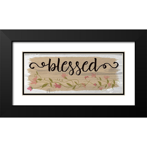 Curly Cue Blessed Floral 1 Black Modern Wood Framed Art Print with Double Matting by Hogan, Melody