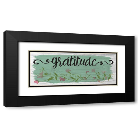 Curly Cue Gratitude Floral 8 Black Modern Wood Framed Art Print with Double Matting by Hogan, Melody