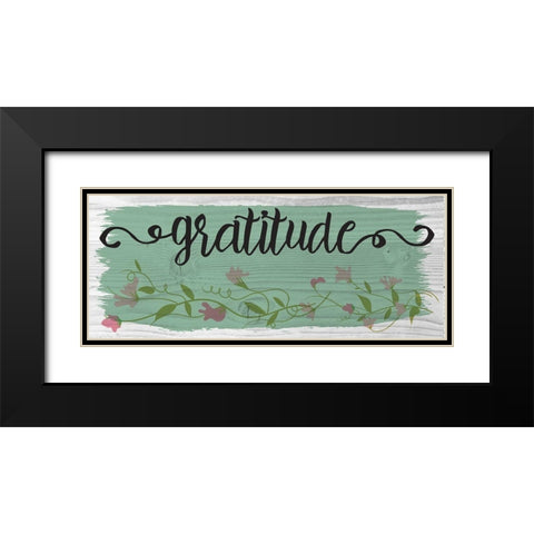 Curly Cue Gratitude Floral 8 Black Modern Wood Framed Art Print with Double Matting by Hogan, Melody