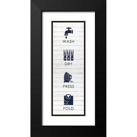 Laundry White Wood Black Modern Wood Framed Art Print with Double Matting by Hogan, Melody