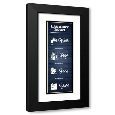 Laundry Navy Wood Black Modern Wood Framed Art Print with Double Matting by Hogan, Melody