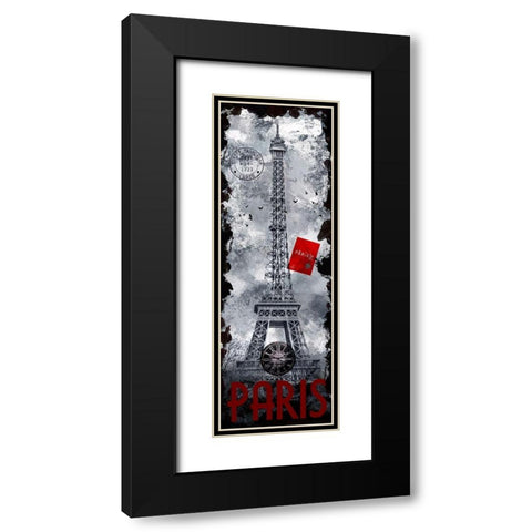 Paris Eiffel Tower Black Modern Wood Framed Art Print with Double Matting by Hogan, Melody