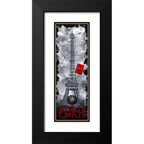 Paris Eiffel Tower Black Modern Wood Framed Art Print with Double Matting by Hogan, Melody