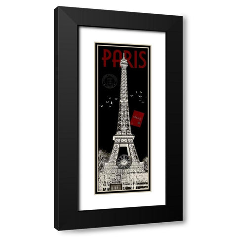 Paris Eiffel Tower Inverse Black Modern Wood Framed Art Print with Double Matting by Hogan, Melody