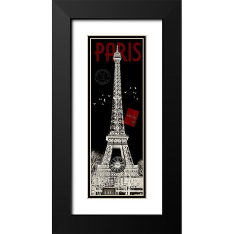Paris Eiffel Tower Inverse Black Modern Wood Framed Art Print with Double Matting by Hogan, Melody