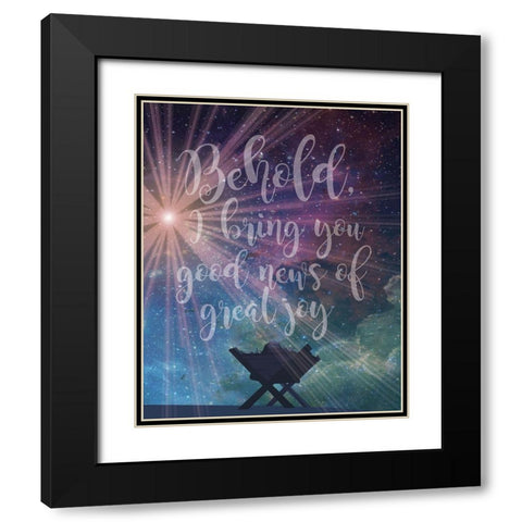 Christmas Manger Joy Black Modern Wood Framed Art Print with Double Matting by Hogan, Melody