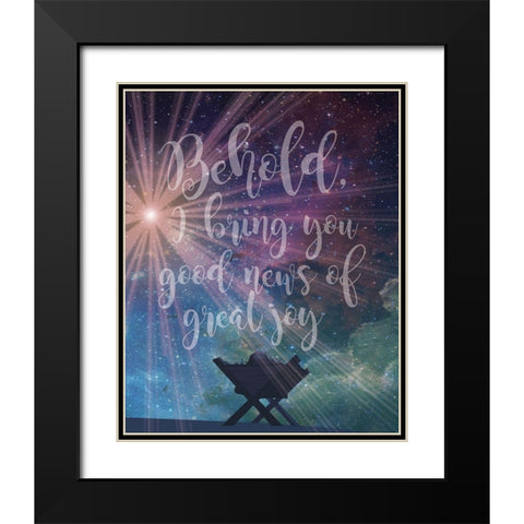 Christmas Manger Joy Black Modern Wood Framed Art Print with Double Matting by Hogan, Melody