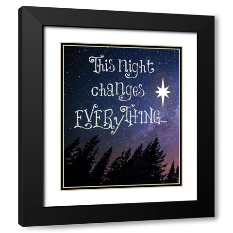 Christmas Star Trees 1 Black Modern Wood Framed Art Print with Double Matting by Hogan, Melody