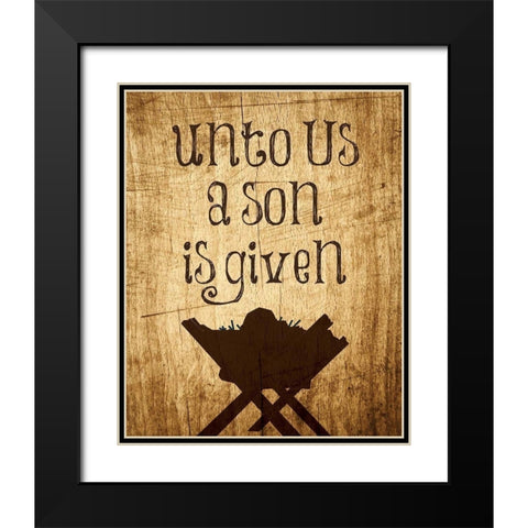 Unto Us Manger 2 Black Modern Wood Framed Art Print with Double Matting by Hogan, Melody