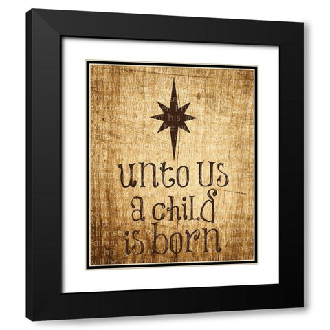 Christmas Unto Us Star Black Modern Wood Framed Art Print with Double Matting by Hogan, Melody