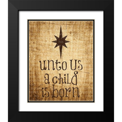 Christmas Unto Us Star Black Modern Wood Framed Art Print with Double Matting by Hogan, Melody