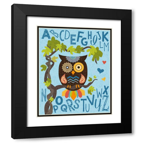 Owl Set Numlet 1 Black Modern Wood Framed Art Print with Double Matting by Hogan, Melody