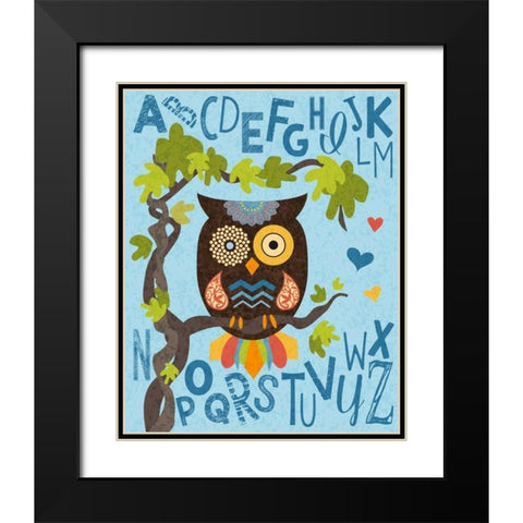 Owl Set Numlet 1 Black Modern Wood Framed Art Print with Double Matting by Hogan, Melody