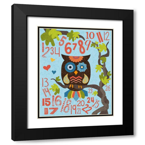 Owl Set Numlet 2 Black Modern Wood Framed Art Print with Double Matting by Hogan, Melody