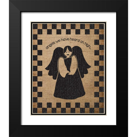Burlap Christmas Angel Black Modern Wood Framed Art Print with Double Matting by Hogan, Melody
