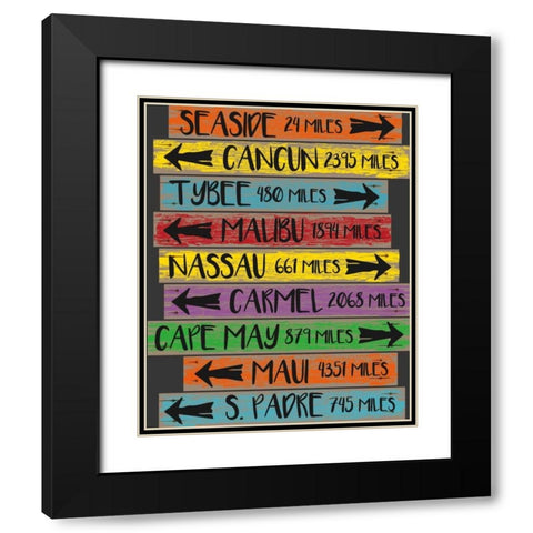 Beach Sign 1 Black Modern Wood Framed Art Print with Double Matting by Hogan, Melody