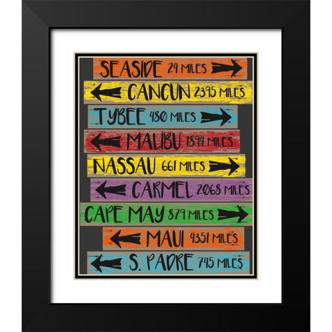 Beach Sign 1 Black Modern Wood Framed Art Print with Double Matting by Hogan, Melody