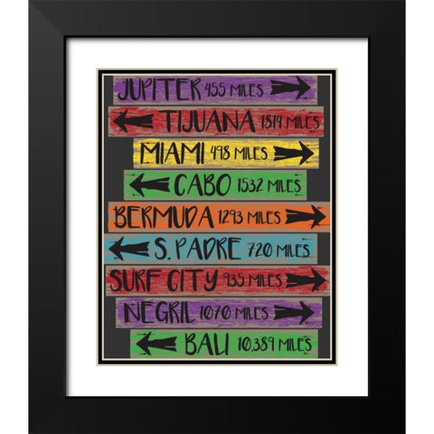 Beach Sign 2 Black Modern Wood Framed Art Print with Double Matting by Hogan, Melody