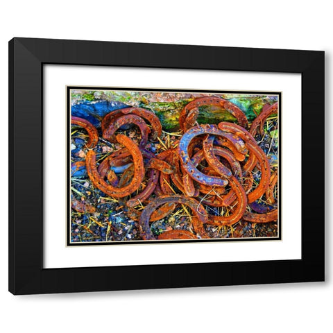 Bright Horse Shoes Black Modern Wood Framed Art Print with Double Matting by Hogan, Melody