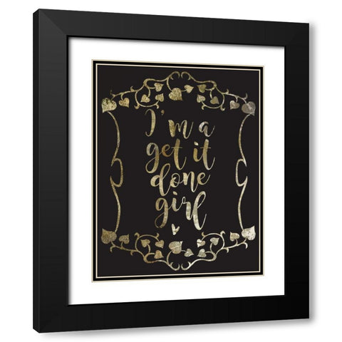 Get It Done 1 Black Modern Wood Framed Art Print with Double Matting by Hogan, Melody