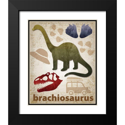Brachiosaurus Dinosaur Black Modern Wood Framed Art Print with Double Matting by Hogan, Melody