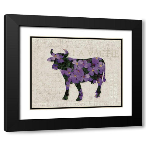 Flower Farm Bull Black Modern Wood Framed Art Print with Double Matting by Hogan, Melody