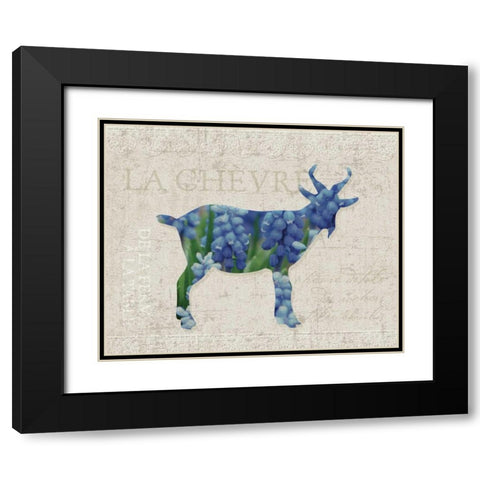 Flower Farm Goat Black Modern Wood Framed Art Print with Double Matting by Hogan, Melody