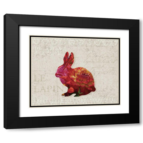 Flower Farm Rabbit Black Modern Wood Framed Art Print with Double Matting by Hogan, Melody