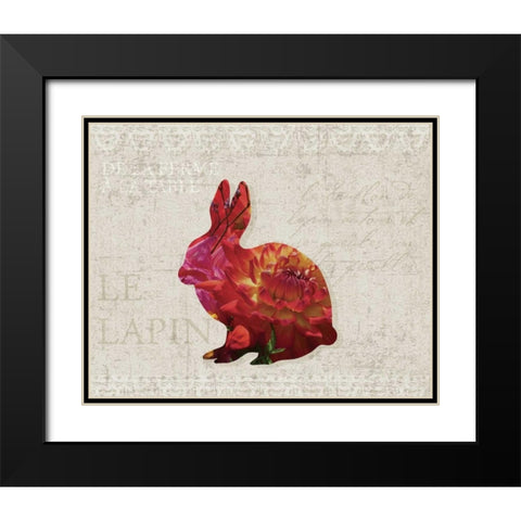 Flower Farm Rabbit Black Modern Wood Framed Art Print with Double Matting by Hogan, Melody