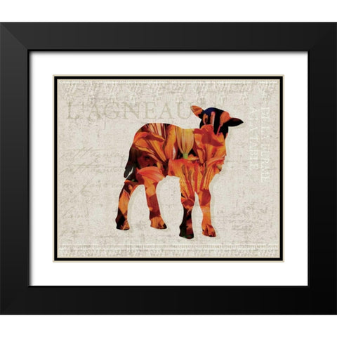 Flower Farm Lamb Black Modern Wood Framed Art Print with Double Matting by Hogan, Melody
