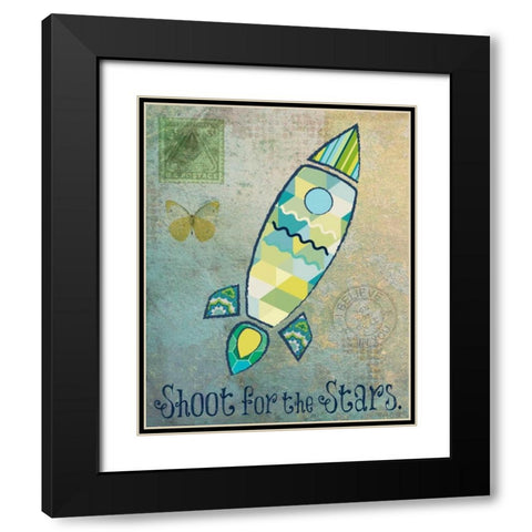Vintage Space 1 Black Modern Wood Framed Art Print with Double Matting by Hogan, Melody