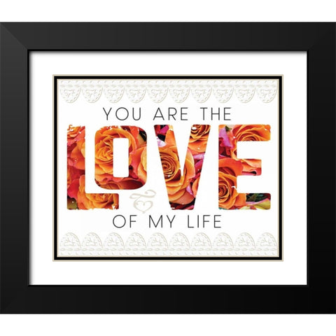 Wedding Typo Lace 1 Black Modern Wood Framed Art Print with Double Matting by Hogan, Melody