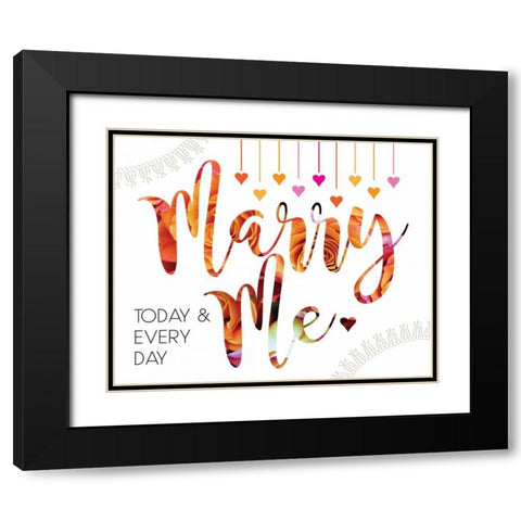 Wedding Typo Lace 3 Black Modern Wood Framed Art Print with Double Matting by Hogan, Melody