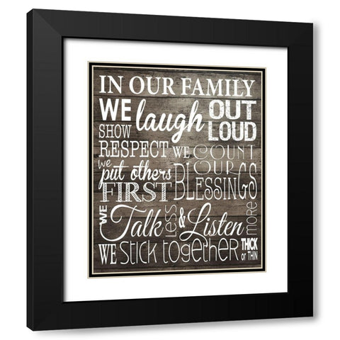 In Our Family 1 Black Modern Wood Framed Art Print with Double Matting by Hogan, Melody