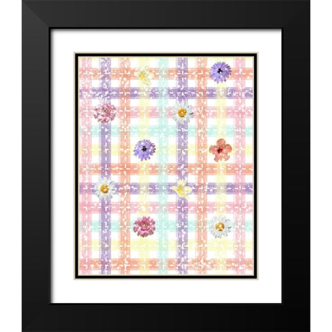 Unique Plaid with Flowers Black Modern Wood Framed Art Print with Double Matting by Hogan, Melody