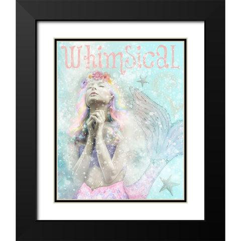 Whimsical Mermaid Black Modern Wood Framed Art Print with Double Matting by Hogan, Melody