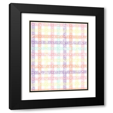 Whimsical Plaid Black Modern Wood Framed Art Print with Double Matting by Hogan, Melody