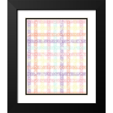 Whimsical Plaid Black Modern Wood Framed Art Print with Double Matting by Hogan, Melody