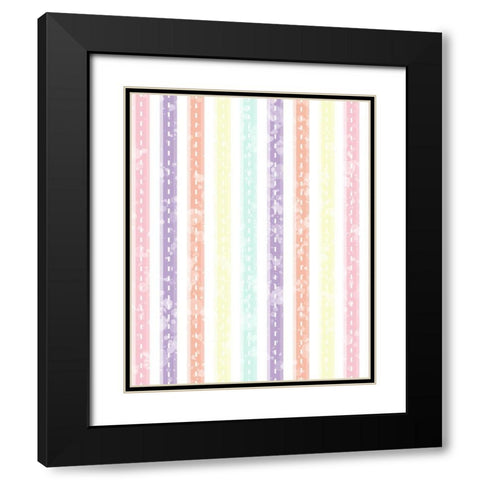 Whimsical Stripe Black Modern Wood Framed Art Print with Double Matting by Hogan, Melody