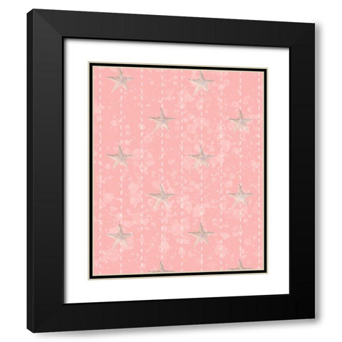 Whimsical Starfish Bubble Stitch Black Modern Wood Framed Art Print with Double Matting by Hogan, Melody