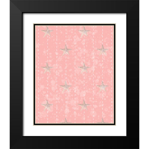 Whimsical Starfish Bubble Stitch Black Modern Wood Framed Art Print with Double Matting by Hogan, Melody