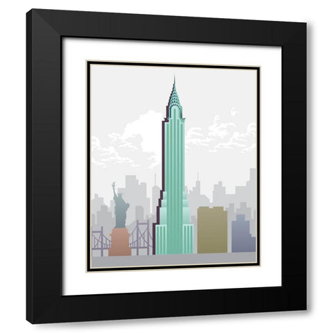 Deco World Landmarks 1 Black Modern Wood Framed Art Print with Double Matting by Hogan, Melody