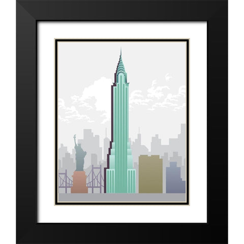 Deco World Landmarks 1 Black Modern Wood Framed Art Print with Double Matting by Hogan, Melody