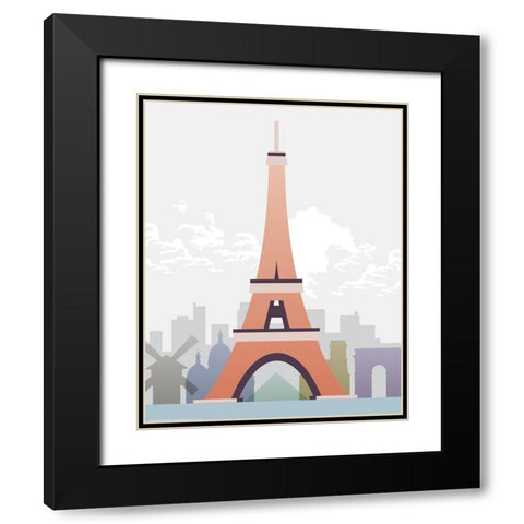 Deco World Landmarks 2 Black Modern Wood Framed Art Print with Double Matting by Hogan, Melody