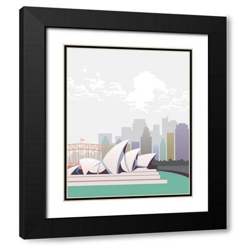 Deco World Landmarks 3 Black Modern Wood Framed Art Print with Double Matting by Hogan, Melody