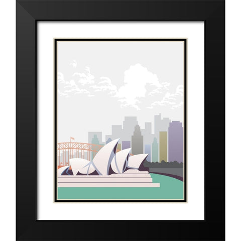 Deco World Landmarks 3 Black Modern Wood Framed Art Print with Double Matting by Hogan, Melody