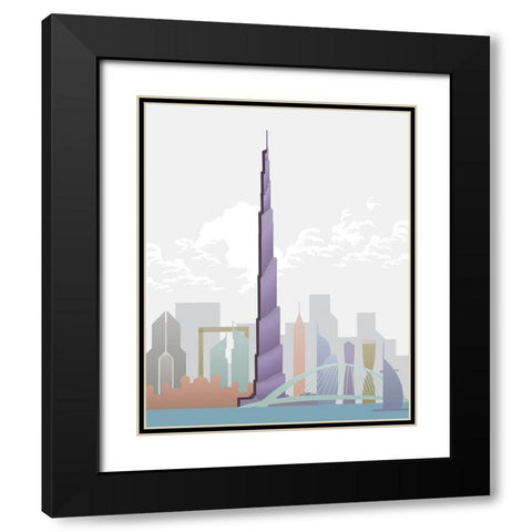 Deco World Landmarks 4 Black Modern Wood Framed Art Print with Double Matting by Hogan, Melody