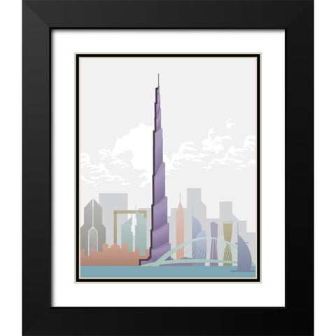 Deco World Landmarks 4 Black Modern Wood Framed Art Print with Double Matting by Hogan, Melody