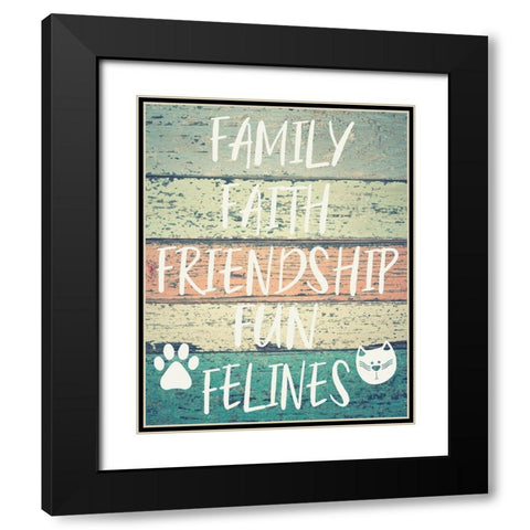 Fun Felines Black Modern Wood Framed Art Print with Double Matting by Hogan, Melody