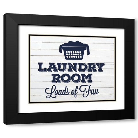 Laundry Pair Navy 1 Black Modern Wood Framed Art Print with Double Matting by Hogan, Melody
